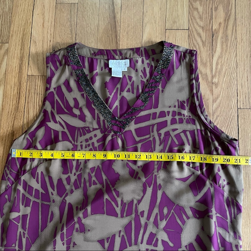 Elana by Tanner 100% Silk Embellished Floral Blouse | Size 14 - Picture 6 of 6